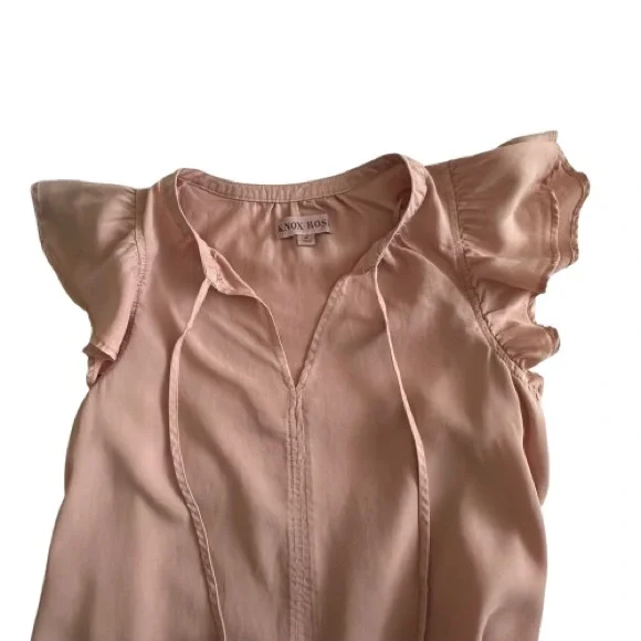 Knox Rose Women's M Light Pink Dusty Rose Short Sleeve Mini Ruffled Tunic Dress - Picture 7 of 13